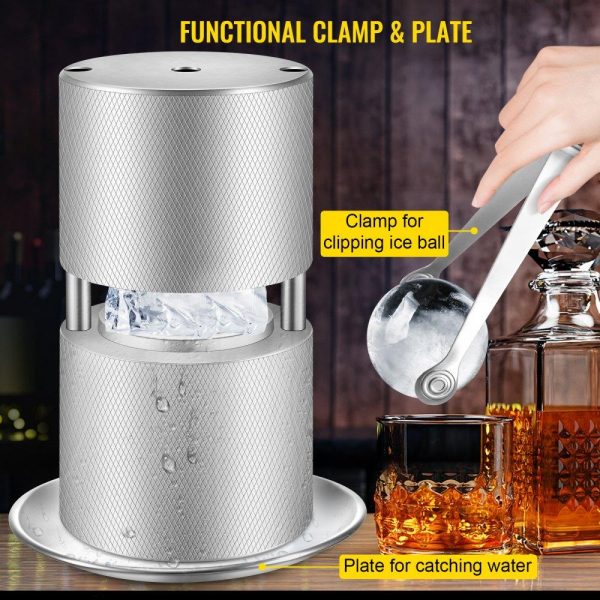 Refrigeration & Ice Equipment | Ice Ball Press, 2.4″ Ice Ball Maker, Aircraft Al Alloy Ice Ball Press Kit for 60mm Ice Sphere, Ice Press w/Stainless-Steel Clamp Plate, Silver Ice Ball Press Maker for Whiskey, Bourbon, Scotch Refrigeration & Ice Equipment Refrigeration & Ice Equipment