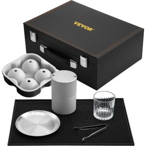 Refrigeration & Ice Equipment | Ice Ball Press Kit, Anodized 7075 Aluminum, w/ Silicone Moulds, Large Mat, Stainless Steel Tong & Two Glasses, Double Size Crystal Clear Rounds for Whiskeys, Cocktails on Parties & Holidays Refrigeration & Ice Equipment Refrigeration & Ice Equipment