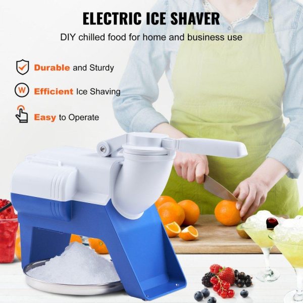 Refrigeration & Ice Equipment | Ice Crushers Machine, 176lbs Per Hour Electric Snow Cone Maker with 2 Blades, Shaved Ice Machine with Cover and Bowl, 220W Ice Shaver Machine for Margaritas, Home and Commercial Use, White Refrigeration & Ice Equipment Refrigeration & Ice Equipment