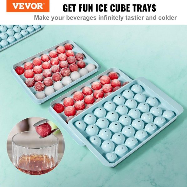 Refrigeration & Ice Equipment | Ice Cube Tray, Round Ice Ball Maker for Freezer, 2x33pcs & 1x104pcs Ice Balls, Sphere Ice Cube Making 170pcs Small Ice Chilling Cocktail Whiskey Tea Coffee, 3Pack Ice trays & Ice Bin & Scoop Blue Refrigeration & Ice Equipment Blue