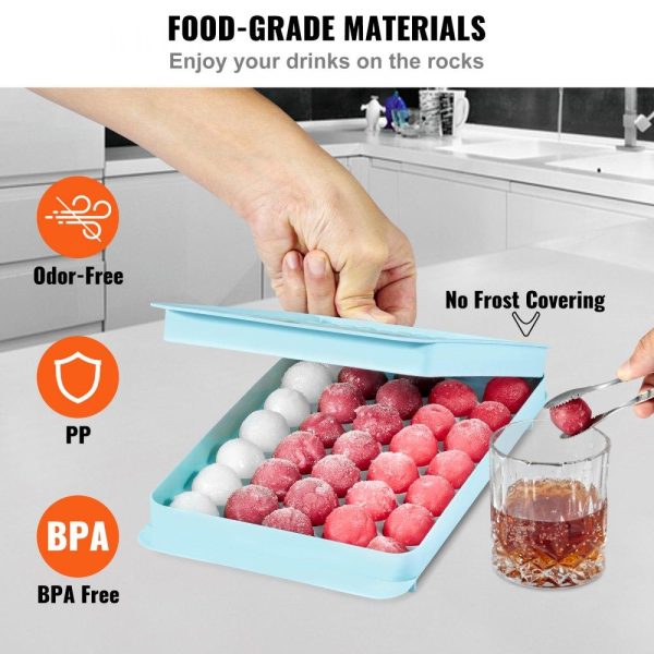 Refrigeration & Ice Equipment | Ice Cube Tray, Round Ice Ball Maker for Freezer, 2x33pcs & 1x104pcs Ice Balls, Sphere Ice Cube Making 170pcs Small Ice Chilling Cocktail Whiskey Tea Coffee, 3Pack Ice trays & Ice Bin & Scoop Blue Refrigeration & Ice Equipment Blue