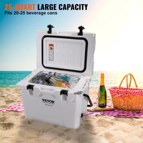 Refrigeration & Ice Equipment | Insulated Portable Cooler, 25 qt, Holds 25 Cans, Ice Retention Hard Cooler with Heavy Duty Handle, Ice Chest Lunch Box for Camping, Beach, Picnic, Travel, Outdoor, Keeps Ice for up to 6 Days Refrigeration & Ice Equipment Refrigeration & Ice Equipment