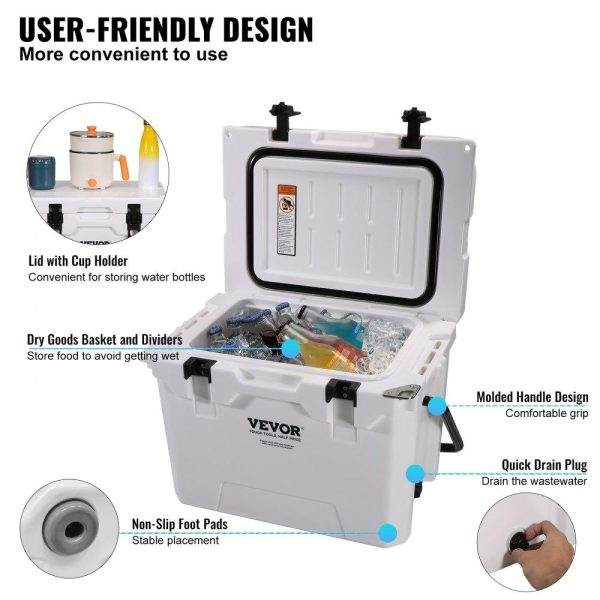 Refrigeration & Ice Equipment | Insulated Portable Cooler, 25 qt, Holds 25 Cans, Ice Retention Hard Cooler with Heavy Duty Handle, Ice Chest Lunch Box for Camping, Beach, Picnic, Travel, Outdoor, Keeps Ice for up to 6 Days Refrigeration & Ice Equipment Refrigeration & Ice Equipment