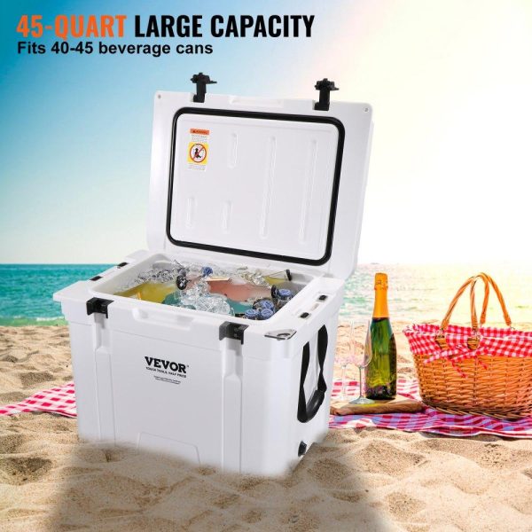 Refrigeration & Ice Equipment | Insulated Portable Cooler, 45 qt, Holds 45 Cans, Ice Retention Hard Cooler with Heavy Duty Handle, Ice Chest Lunch Box for Camping, Beach, Picnic, Travel, Outdoor, Keeps Ice for up to 6 Days Refrigeration & Ice Equipment Refrigeration & Ice Equipment