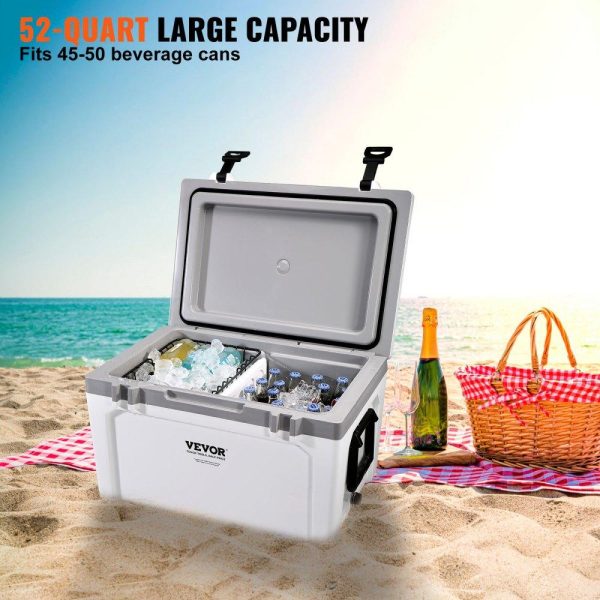 Refrigeration & Ice Equipment | Insulated Portable Cooler, 52 qt, Holds 50 Cans, Ice Retention Hard Cooler with Heavy Duty Handle, Ice Chest Lunch Box for Camping, Beach, Picnic, Travel, Outdoor, Keeps Cool for up to 6 Days Refrigeration & Ice Equipment Refrigeration & Ice Equipment