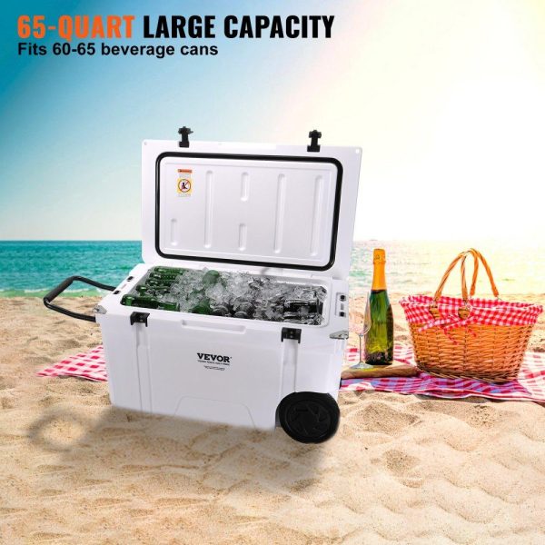 Refrigeration & Ice Equipment | Insulated Portable Cooler with Wheels, 65 qt, Holds 65 Cans, Wheeled Hard Cooler with Heavy Duty Handle, Ice Chest Lunch Box for Camping, Beach, Picnic, Travel, Outdoor, Keeps Ice for 6 Days Refrigeration & Ice Equipment Refrigeration & Ice Equipment