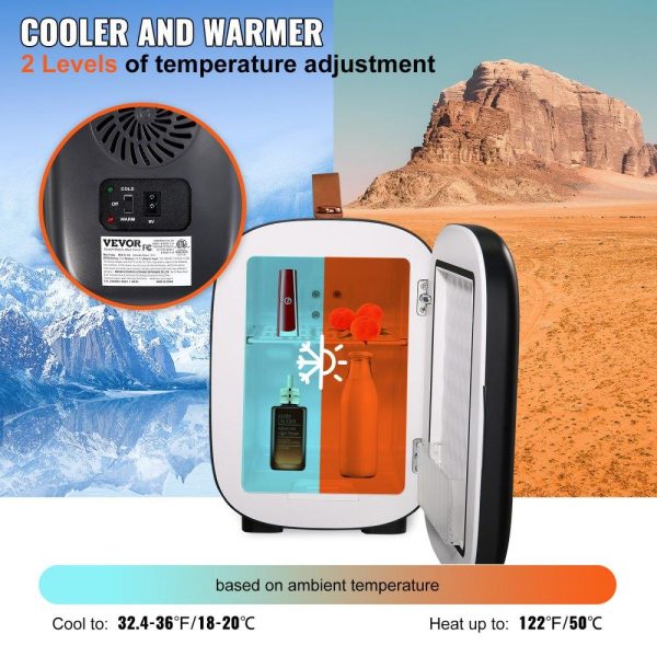 Refrigeration & Ice Equipment | Mini Fridge, 4 Liter/6 Can Small Refrigerator for Beverage Skincare & Cosmetic, AC/DC Cooler & Warmer, Mute Portable Tiny Fridge for Bedroom Office Dorm Desk Car Travel, ETL Certified, Black Black Refrigeration & Ice Equipment Black