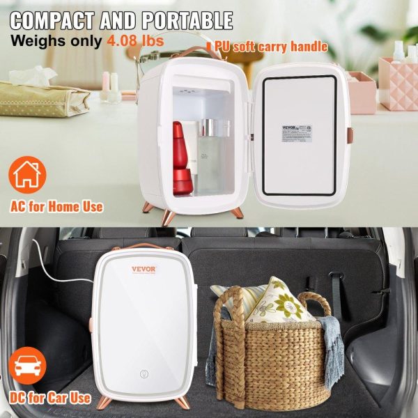 Refrigeration & Ice Equipment | Mini Fridge for Bedroom, 6L Luxury Skin Care Fridges with Mirror and LED Light, AC/DC Cosmetic Fridge for Office Dorm Car, Small Makeup Refrigerator for Beauty Face Mask Beverage Chill, White White Refrigeration & Ice Equipment Refrigeration & Ice Equipment