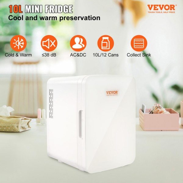 Refrigeration & Ice Equipment | Mini Fridge,10L/12 Can Luxury Skin Care Refrigerator,  Small Beverage Fridges for Bedroom Office Dorm Car Travel,  AC/DC Cooler & Heat for Foods, Drink, Breast Milk Storage & Chill, White White Refrigeration & Ice Equipment Refrigeration & Ice Equipment