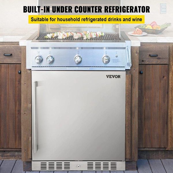 Refrigeration & Ice Equipment | Outdoor Refrigerator, Built-in 24″ Undercounter Refrigerator, 5.5 cu.ft. Built-in Beverage Refrigerator, Stainless Steel Compact Refrigerator Mini Bar Beer Fridge for Home Bar Office Outdoor Refrigeration & Ice Equipment Refrigeration & Ice Equipment