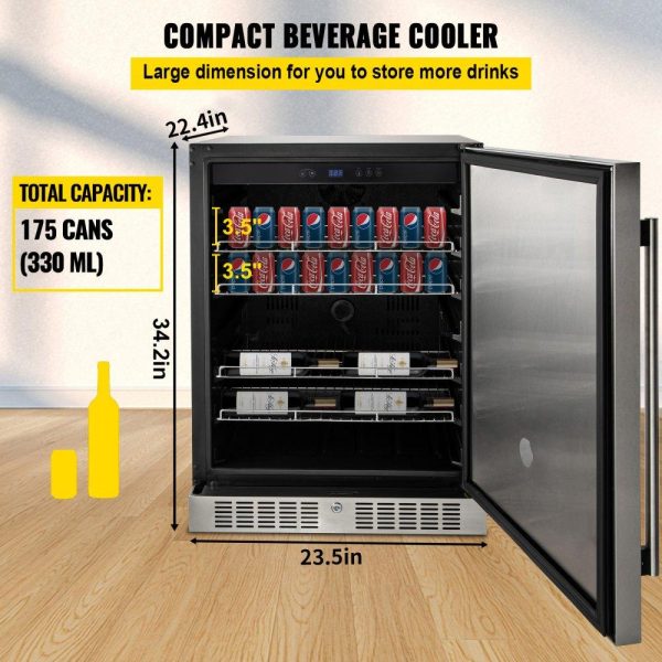 Refrigeration & Ice Equipment | Outdoor Refrigerator, Built-in 24″ Undercounter Refrigerator, 5.5 cu.ft. Built-in Beverage Refrigerator, Stainless Steel Compact Refrigerator Mini Bar Beer Fridge for Home Bar Office Outdoor Refrigeration & Ice Equipment Refrigeration & Ice Equipment