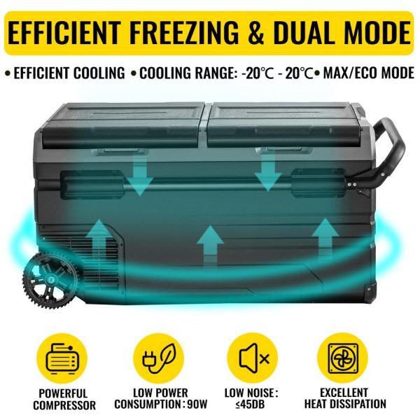 Refrigeration & Ice Equipment | Portable Car Freezer, 100 Quart Portable Refrigerator Freezer, 95L Dual Storage Zone Camping Freezer, -4℉~68℉ 12 Volt Fridge Freezer, Car Freezer for Car and Home Use, DC 12/24V, AC 100-240V Refrigeration & Ice Equipment Refrigeration & Ice Equipment