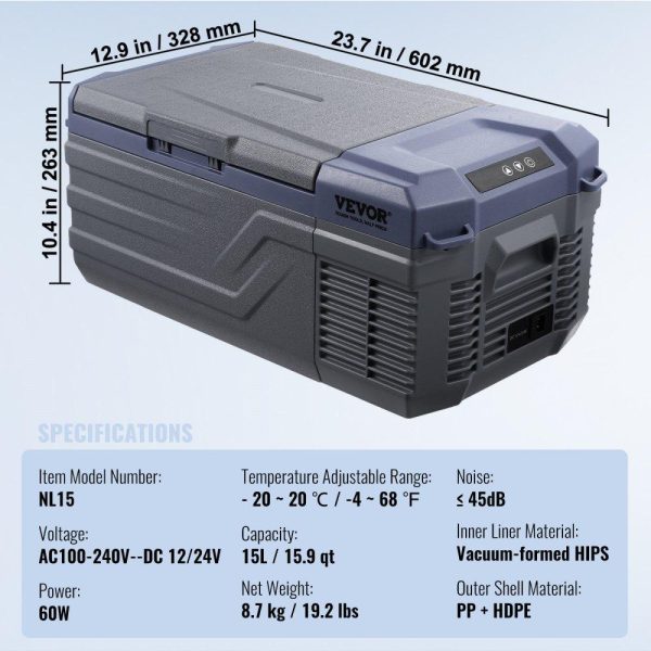 Refrigeration & Ice Equipment | Portable Car Refrigerator Freezer Compressor 15 L Single Zone for Car Home Refrigeration & Ice Equipment Refrigeration & Ice Equipment