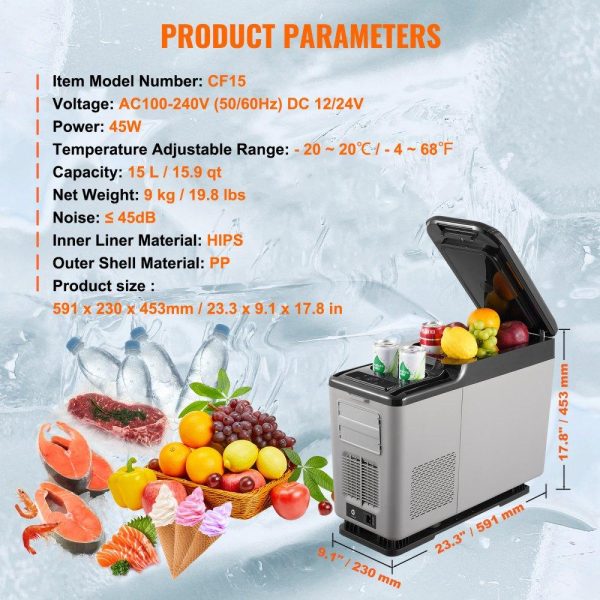 Refrigeration & Ice Equipment | Portable Car Refrigerator Freezer Compressor 15 L Single Zone for Car Home Refrigeration & Ice Equipment Refrigeration & Ice Equipment