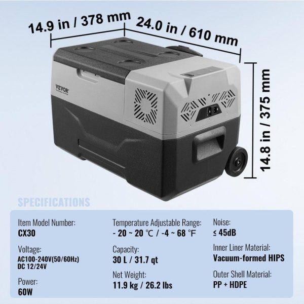 Refrigeration & Ice Equipment | Portable Car Refrigerator Freezer Compressor 30 L Single Zone for Car Home Refrigeration & Ice Equipment Refrigeration & Ice Equipment