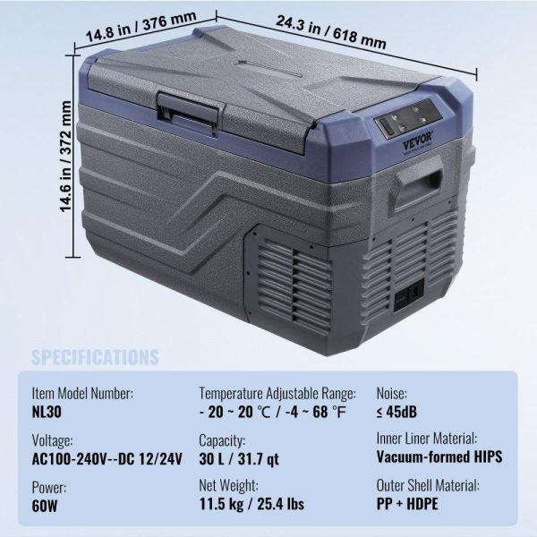 Refrigeration & Ice Equipment | Portable Car Refrigerator Freezer Compressor 30 L Single Zone for Car Home Refrigeration & Ice Equipment Refrigeration & Ice Equipment