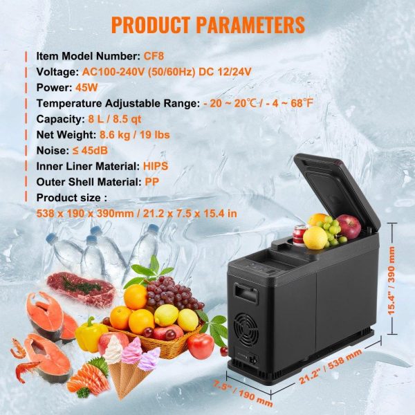 Refrigeration & Ice Equipment | Portable Car Refrigerator Freezer Compressor 8 L Single Zone for Car Home Refrigeration & Ice Equipment Refrigeration & Ice Equipment