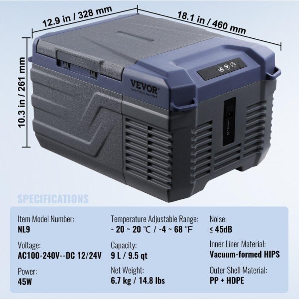 Refrigeration & Ice Equipment | Portable Car Refrigerator Freezer Compressor 9 L Single Zone for Car Home Refrigeration & Ice Equipment Refrigeration & Ice Equipment