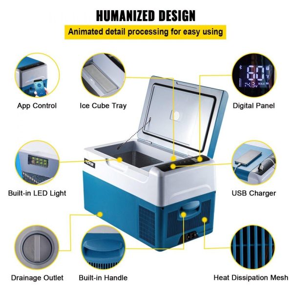 Refrigeration & Ice Equipment | Portable Refrigerator 23 Quart(22 Liter),12 Volt Refrigerator App Control(-4℉~68℉), Car Refrigerator Electric Compressor Cooler with 12/24v DC & 110-240v AC for Camping, Travel, Fishing, Outdoor or Home Use Refrigeration & Ice Equipment Refrigeration & Ice Equipment