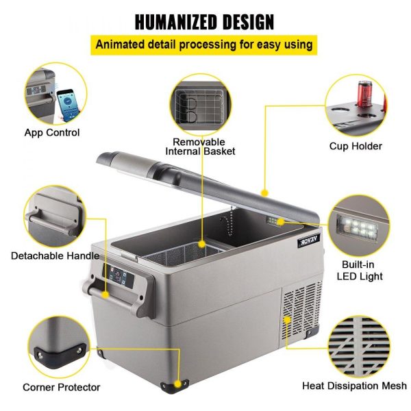 Refrigeration & Ice Equipment | Portable Refrigerator 37 Quart(35 Liter),12 Volt Refrigerator App Control(-4℉~68℉), Car Refrigerator Dual Zone with 12/24v DC & 110-240v AC for Camping, Travel, Fishing, Outdoor or Home Use Refrigeration & Ice Equipment Refrigeration & Ice Equipment