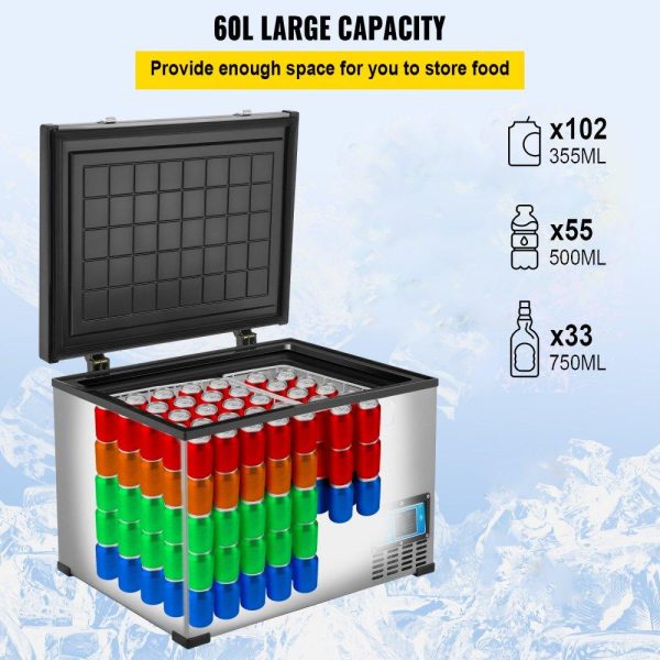 Refrigeration & Ice Equipment | Portable Refrigerator 64 Quart, 12 Volt Refrigerator with Compressor and App Control, Metal Shell Chest Refrigerator, -4℉ to 68℉, DC 12/24V, AC 110-240V（Home & Car Use） Refrigeration & Ice Equipment Refrigeration & Ice Equipment