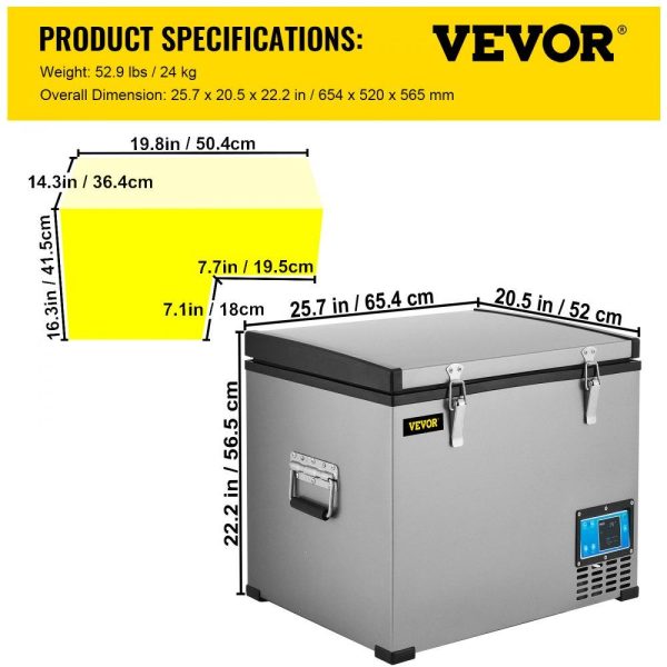 Refrigeration & Ice Equipment | Portable Refrigerator 64 Quart, 12 Volt Refrigerator with Compressor and App Control, Metal Shell Chest Refrigerator, -4℉ to 68℉, DC 12/24V, AC 110-240V（Home & Car Use） Refrigeration & Ice Equipment Refrigeration & Ice Equipment