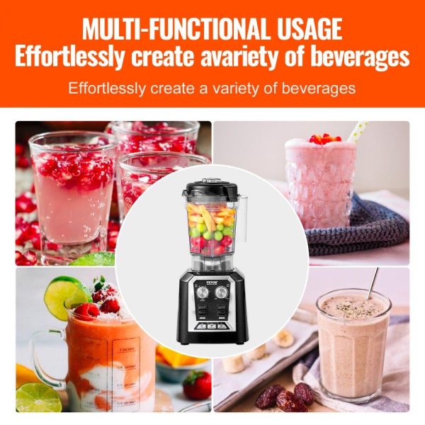 Refrigeration & Ice Equipment | Professional Blender, Commercial Countertop Blenders, 68 oz Jar Blender Combo, Stainless Steel 3 Functions Blender, for Frozen Drinks, Shakes, Smoothies, Peree, and Crush Ice, Black Black Refrigeration & Ice Equipment Black