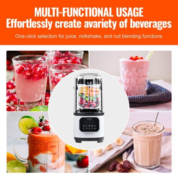 Refrigeration & Ice Equipment | Professional Blender with Shield, Commercial Countertop Blenders, 68 oz Jar Blender Combo, Stainless Steel 9 Speed & 5 Functions Blender, for Shakes, Smoothies, Peree, and Crush Ice, White White Refrigeration & Ice Equipment Refrigeration & Ice Equipment