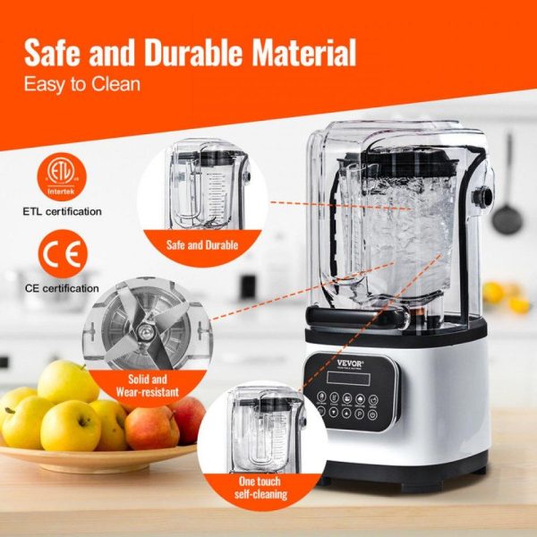 Refrigeration & Ice Equipment | Professional Blender with Shield, Commercial Countertop Blenders, 68 oz Jar Blender Combo, Stainless Steel 9 Speed & 5 Functions Blender, for Shakes, Smoothies, Peree, and Crush Ice, White White Refrigeration & Ice Equipment Refrigeration & Ice Equipment