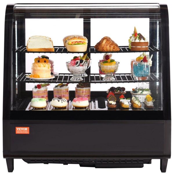 Refrigeration & Ice Equipment | Refrigerated Display Case, 3.5 Cu.Ft./100L, 2-Tier, Countertop Pastry Display Case Commercial Display Refrigerator with LED Lighting, TURBO Cooling, Frost-Free Air-Cooling, Rear Sliding Door Refrigeration & Ice Equipment Refrigeration & Ice Equipment