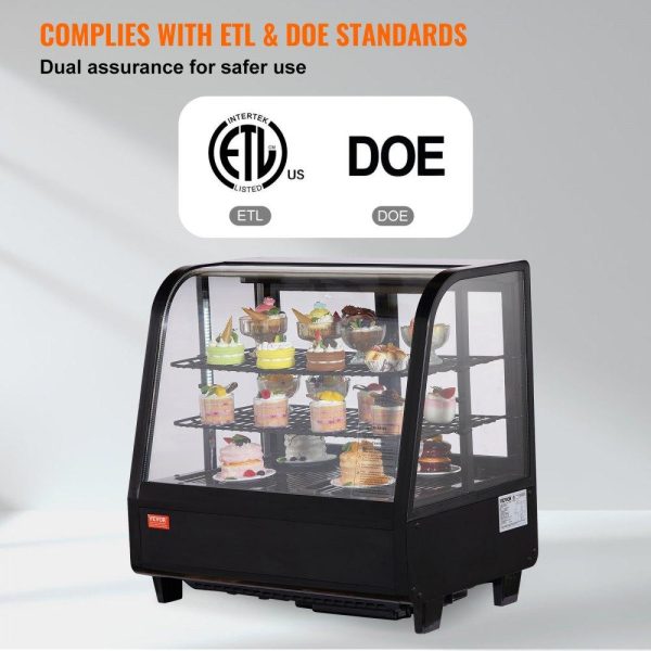 Refrigeration & Ice Equipment | Refrigerated Display Case, 3.5 Cu.Ft./100L, 2-Tier, Countertop Pastry Display Case Commercial Display Refrigerator with LED Lighting, TURBO Cooling, Frost-Free Air-Cooling, Rear Sliding Door Refrigeration & Ice Equipment Refrigeration & Ice Equipment