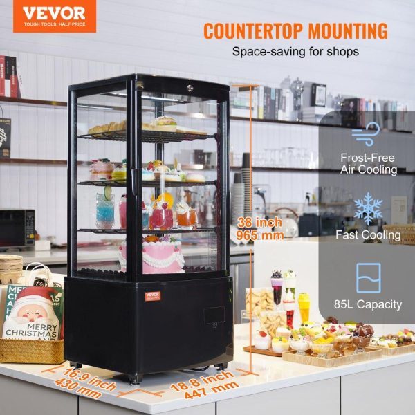 Refrigeration & Ice Equipment | Refrigerated Display Case, 3 Cu.Ft./85L Countertop Pastry Display Case, 3-Tier Commercial Display Refrigerator with LED Lighting, TURBO Cooling, Frost-Free Air-Cooling, Locked Door for Bakery Refrigeration & Ice Equipment Refrigeration & Ice Equipment