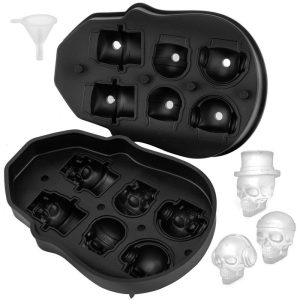 Refrigeration & Ice Equipment | Skull Ice Cube Tray, 6-Grid Skull Ice Ball Maker, Flexible Black Silicone Ice Tray with Lid & Funnel, Skull Ice Cubes in 3 Distinct Patterns for Beverages & Chocolates on Parties & Holidays Refrigeration & Ice Equipment Refrigeration & Ice Equipment