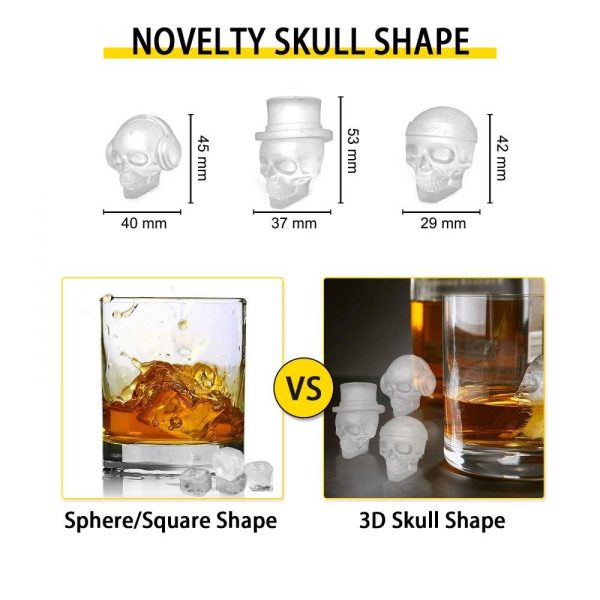 Refrigeration & Ice Equipment | Skull Ice Cube Tray, 6-Grid Skull Ice Ball Maker, Flexible Black Silicone Ice Tray with Lid & Funnel, Skull Ice Cubes in 3 Distinct Patterns for Beverages & Chocolates on Parties & Holidays Refrigeration & Ice Equipment Refrigeration & Ice Equipment