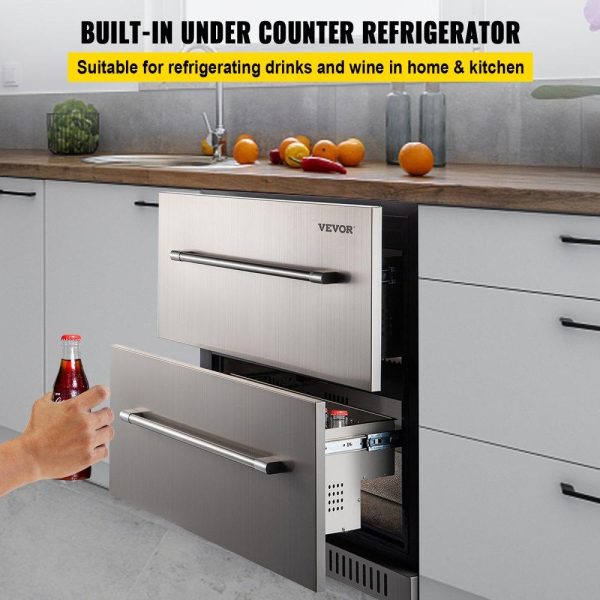 Refrigeration & Ice Equipment | Under counter Refrigerator Built-in Double Drawer Refrigerator 24″ SUS Refrigeration & Ice Equipment Refrigeration & Ice Equipment