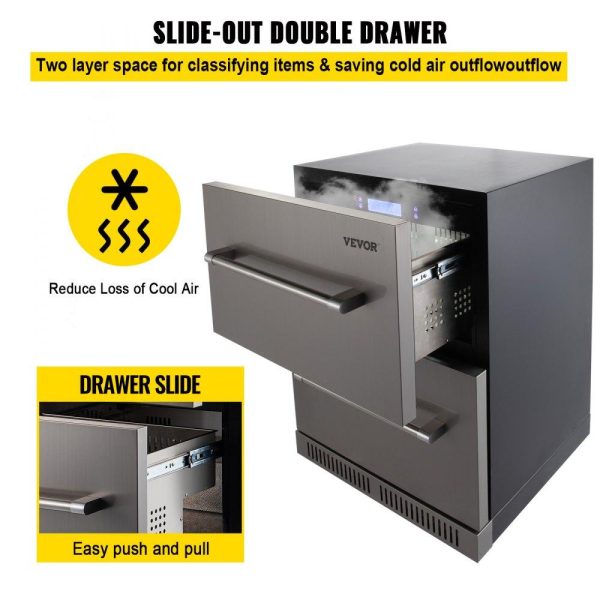 Refrigeration & Ice Equipment | Under counter Refrigerator Built-in Double Drawer Refrigerator 24″ SUS Refrigeration & Ice Equipment Refrigeration & Ice Equipment