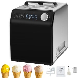 Refrigeration & Ice Equipment | Upright Automatic Ice Cream Maker with Built-in Compressor, 2 Quart No Pre-freezing Fruit Yogurt Machine, Stainless Steel Electric Sorbet Maker, 4 Modes Gelato Maker with Digital Display & Timer Refrigeration & Ice Equipment Refrigeration & Ice Equipment