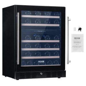 Refrigeration & Ice Equipment | Wine Cooler, 46 Bottles Under Counter Built-in or Freestanding Wine Refrigerator, Dual Zone Beverage Cooler with Blue LED Light, Single Door, Child Lock for Beer Soda Wine Water, ETL Listed Refrigeration & Ice Equipment Refrigeration & Ice Equipment