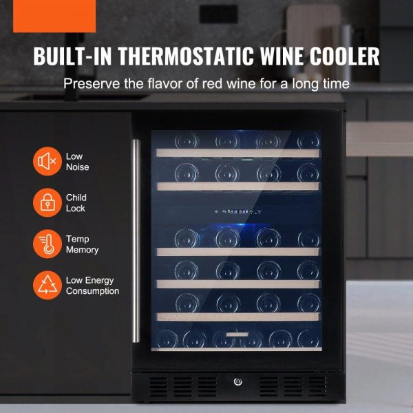 Refrigeration & Ice Equipment | Wine Cooler, 46 Bottles Under Counter Built-in or Freestanding Wine Refrigerator, Dual Zone Beverage Cooler with Blue LED Light, Single Door, Child Lock for Beer Soda Wine Water, ETL Listed Refrigeration & Ice Equipment Refrigeration & Ice Equipment