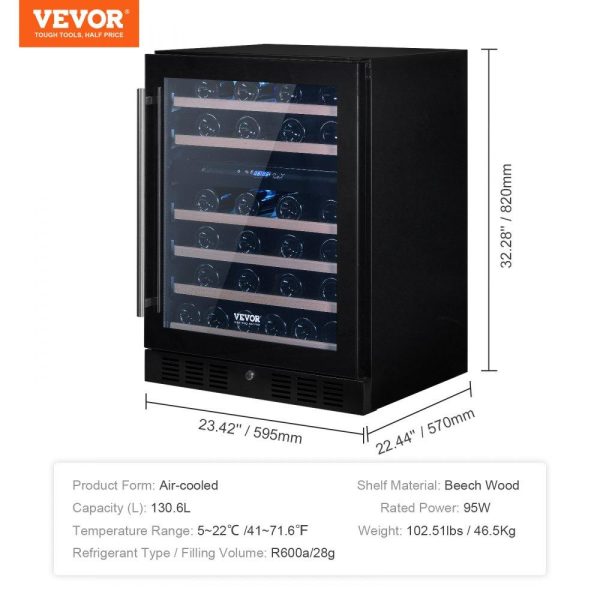 Refrigeration & Ice Equipment | Wine Cooler, 46 Bottles Under Counter Built-in or Freestanding Wine Refrigerator, Dual Zone Beverage Cooler with Blue LED Light, Single Door, Child Lock for Beer Soda Wine Water, ETL Listed Refrigeration & Ice Equipment Refrigeration & Ice Equipment