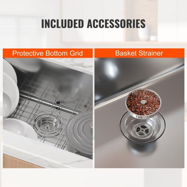 Restaurant Faucets & Plumbing & Sinks | Kitchen Sink, 304 Stainless Steel Drop-In Sinks, Top Mount Single Bowl Basin with Accessories(Pack of 3), Household Dishwasher Sinks for Workstation, RV, Prep Kitchen, and Bar Sink, 33 inch Restaurant & Food Service Restaurant Faucets & Plumbing & Sinks