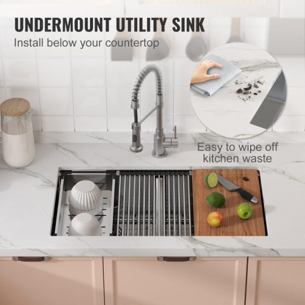 Restaurant Faucets & Plumbing & Sinks | Kitchen Sink, 304 Stainless Steel Drop-In Sinks, Undermount Double Bowls Basin with Ledge and Accessories, Household Dishwasher Sinks for Workstation, RV, Prep Kitchen, and Bar Sink, 33 inch Restaurant & Food Service Restaurant Faucets & Plumbing & Sinks