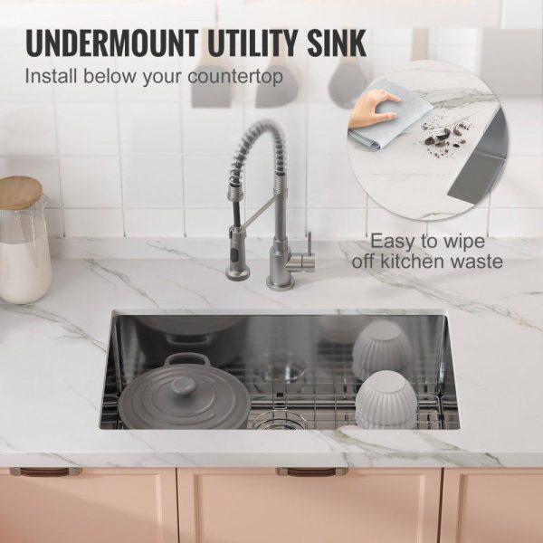 Restaurant Faucets & Plumbing & Sinks | Kitchen Sink, 304 Stainless Steel Drop-In Sinks, Undermount Single Bowl Basin with Accessories(Pack of 3), Household Dishwasher Sinks for Workstation, RV, Prep Kitchen, and Bar Sink, 30 inch Restaurant & Food Service Restaurant Faucets & Plumbing & Sinks