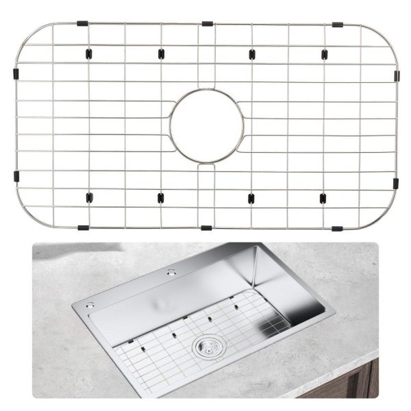 Restaurant Faucets & Plumbing & Sinks | Sink Protector Grid, 26″x14″ Stainless Steel Sink Grates, Centered Drain Sink Grates with R90 Corner Radius, Large Sink Bottom Grids, Universal Bowl Rack Sink Accessory For Kitchen Sink, Silver Restaurant & Food Service Restaurant Faucets & Plumbing & Sinks