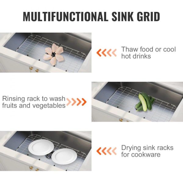 Restaurant Faucets & Plumbing & Sinks | Sink Protector Grid, 26″x14″ Stainless Steel Sink Grates, Centered Drain Sink Grates with R90 Corner Radius, Large Sink Bottom Grids, Universal Bowl Rack Sink Accessory For Kitchen Sink, Silver Restaurant & Food Service Restaurant Faucets & Plumbing & Sinks