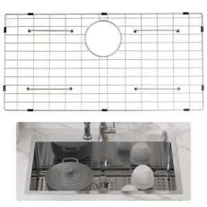 Restaurant Faucets & Plumbing & Sinks | Sink Protector Grid, 27.5″x13.5″ Stainless Steel Sink Grates, Rear Drain Sink Grates with R5 Corner Radius, Large Sink Bottom Grids, Universal Bowl Rack Sink Accessories For Kitchen Sink, Silver Restaurant & Food Service Restaurant Faucets & Plumbing & Sinks