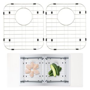 Restaurant Faucets & Plumbing & Sinks | Sink Protector Grid 2PCS, 13.3″x11.6″ Stainless Steel Sink Grates, Rear Drain Sink Grates with R50 Corner Radius, Large Sink Bottom Grids, Universal Bowl Rack Sink Accessories For Kitchen Sink Restaurant & Food Service Restaurant Faucets & Plumbing & Sinks