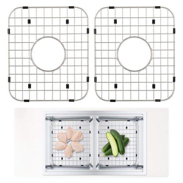 Restaurant Faucets & Plumbing & Sinks | Sink Protector Grid 2PCS, 13.7″x11.6″ Stainless Steel Sink Grates, Centered Drain Sink Grates with R50 Corner Radius, Large Sink Bottom Grids, Universal Bowl Rack Sink Accessory For Kitchen Restaurant & Food Service Restaurant Faucets & Plumbing & Sinks