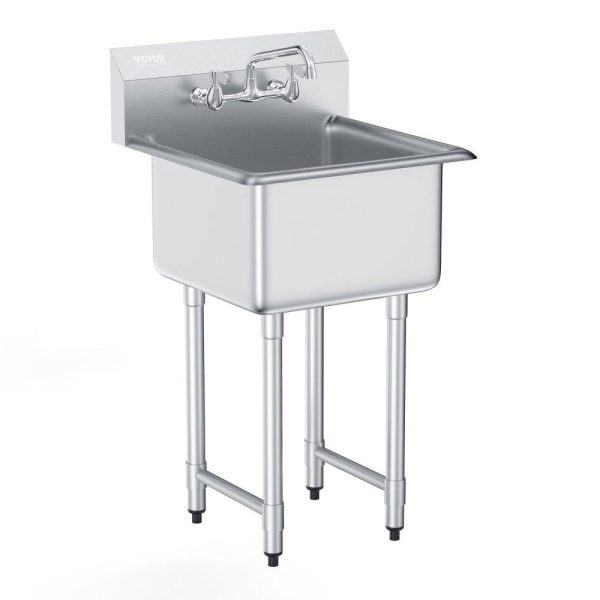 Restaurant Faucets & Plumbing & Sinks | Stainless Steel Prep & Utility Sink, 1 Compartment Free Standing Small Sink Include Faucet & legs, 21″x41″ Commercial Single Bowl Sinks for Garage, Restaurant, Kitchen, Laundry, NSF Certified Restaurant & Food Service Restaurant Faucets & Plumbing & Sinks