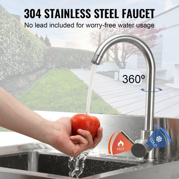 Restaurant Faucets & Plumbing & Sinks | Stainless Steel Utility Sink, 1 Compartment Free Standing Small Sink Include Faucet & legs, 16 x 13 x 8.7 in Commercial Single Bowl Sinks for Garage, Restaurant, Kitchen, Laundry, NSF Certified Restaurant & Food Service Restaurant Faucets & Plumbing & Sinks